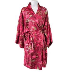 Sophia By Delicates Womens Floral Kimono Robe Sheer Paisley‎ Burgundy Maroon